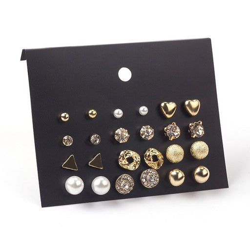 Wholesale Pearl Zircon Alloy Earrings Set JDC-ES-Yizhong005 Earrings 怡众 Wholesale Jewelry JoyasDeChina Joyas De China