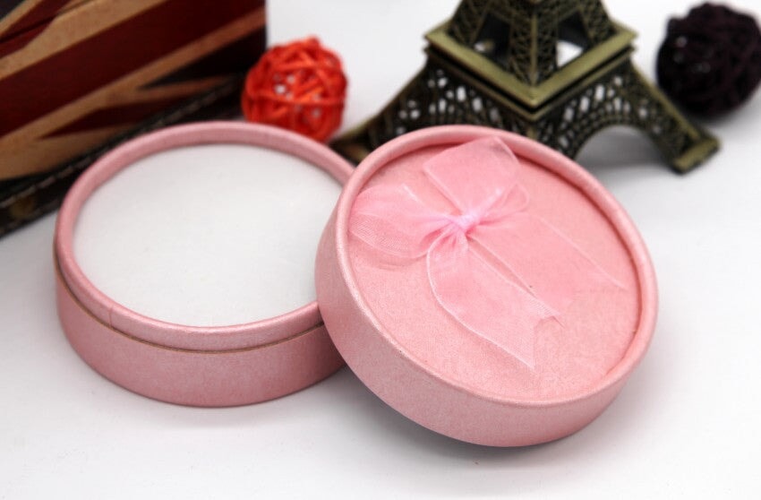 Wholesale Pearlescent Dark Texture Paper Round Jewelry Box JDC-JP-Fuyong009 Jewelry packaging 福永 pink 8.5*8.5*3.5cm Wholesale Jewelry JoyasDeChina Joyas De China