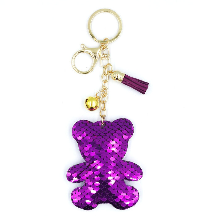 Wholesale PET Alloy Sequin Bear Keychain JDC-KC-DY011 Keychains 帝雁 Wholesale Jewelry JoyasDeChina Joyas De China