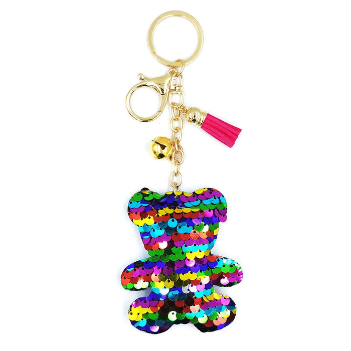 Wholesale PET Alloy Sequin Bear Keychain JDC-KC-DY011 Keychains 帝雁 color 6.5*8.0cm Wholesale Jewelry JoyasDeChina Joyas De China