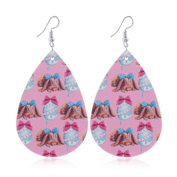 Wholesale pink pu leather earrings JDC-ES-ZL017 Earrings 钻拉 Wholesale Jewelry JoyasDeChina Joyas De China