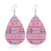Wholesale pink pu leather earrings JDC-ES-ZL017 Earrings 钻拉 letter Wholesale Jewelry JoyasDeChina Joyas De China