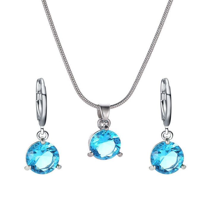 Wholesale Plated Alloy Zircon Necklace Earrings Ring Set JDC-ST-D008 Suit 晴雯 06 light blue 11007 Wholesale Jewelry JoyasDeChina Joyas De China