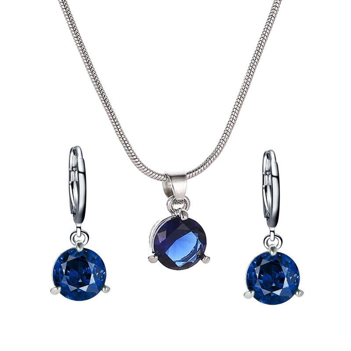 Wholesale Plated Alloy Zircon Necklace Earrings Ring Set JDC-ST-D009 Suit 晴雯 07dark blue 11008 Wholesale Jewelry JoyasDeChina Joyas De China
