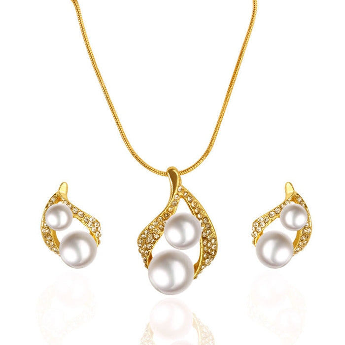 Wholesale Plated Alloy Zircon Necklace Earrings Ring Set JDC-ST-D010 Suit 晴雯 01 gold 6562 Wholesale Jewelry JoyasDeChina Joyas De China