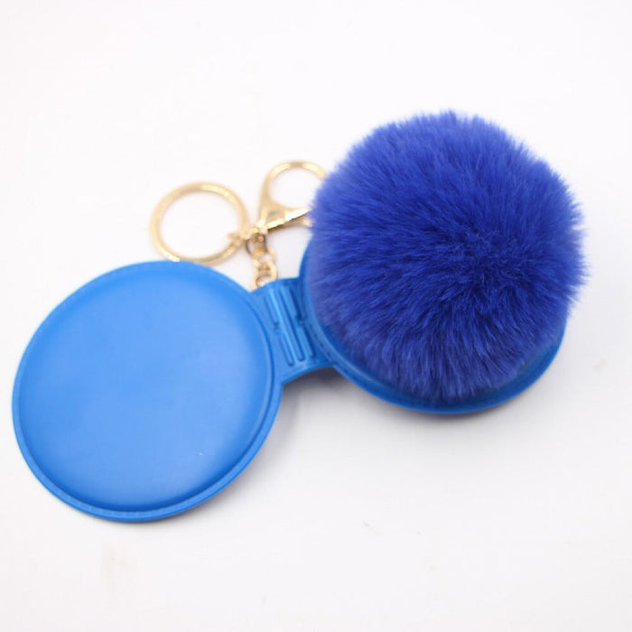 Wholesale Portable Mirror Hair Ball Pendant Alloy Imitation Hair Pom Pom Keychain JDC-KC-Zuge001 Keychains 祖格 Wholesale Jewelry JoyasDeChina Joyas De China