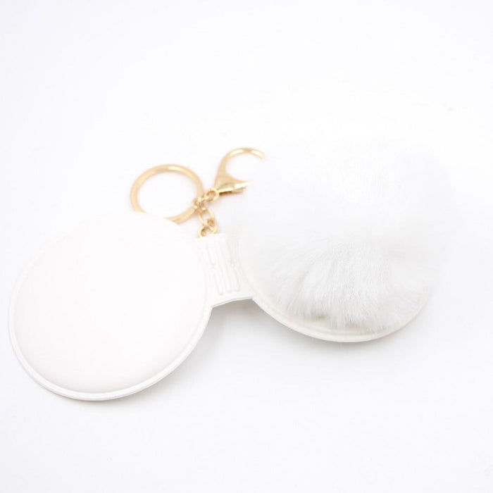 Wholesale Portable Mirror Hair Ball Pendant Alloy Imitation Hair Pom Pom Keychain JDC-KC-Zuge001 Keychains 祖格 Wholesale Jewelry JoyasDeChina Joyas De China