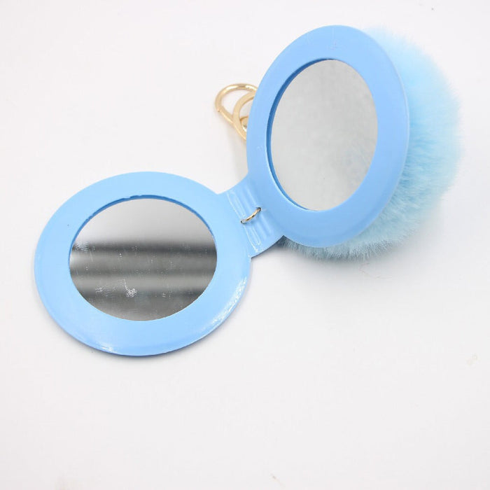 Wholesale Portable Mirror Hair Ball Pendant Alloy Imitation Hair Pom Pom Keychain JDC-KC-Zuge001 Keychains 祖格 Wholesale Jewelry JoyasDeChina Joyas De China