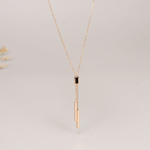 Wholesale Rectangular Tassel Stainless Steel Gold Plated Necklace JDC-NE-YS064 Necklaces 艺昇 Wholesale Jewelry JoyasDeChina Joyas De China