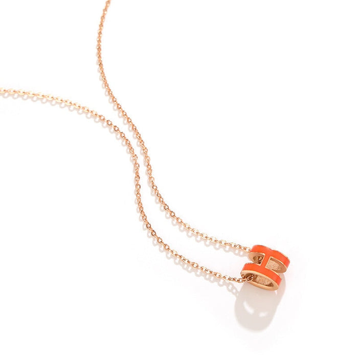 Wholesale Red H Letter Titanium Steel Necklace （F）JDC-NE-Kucai006 necklaces 酷彩 8803 orange Wholesale Jewelry JoyasDeChina Joyas De China