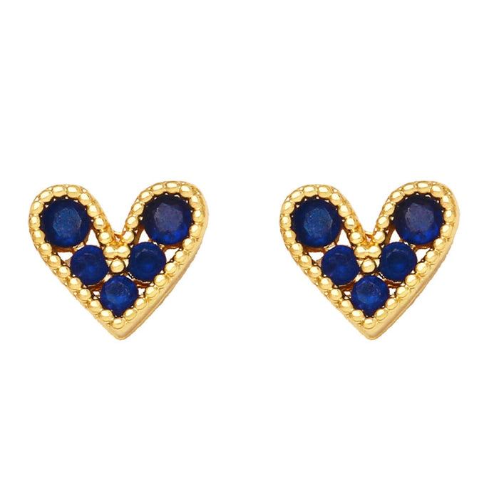 Wholesale Red Zircon Small Love Stud Earrings JDC-ES-AS100 Earrings 翱昇 Wholesale Jewelry JoyasDeChina Joyas De China