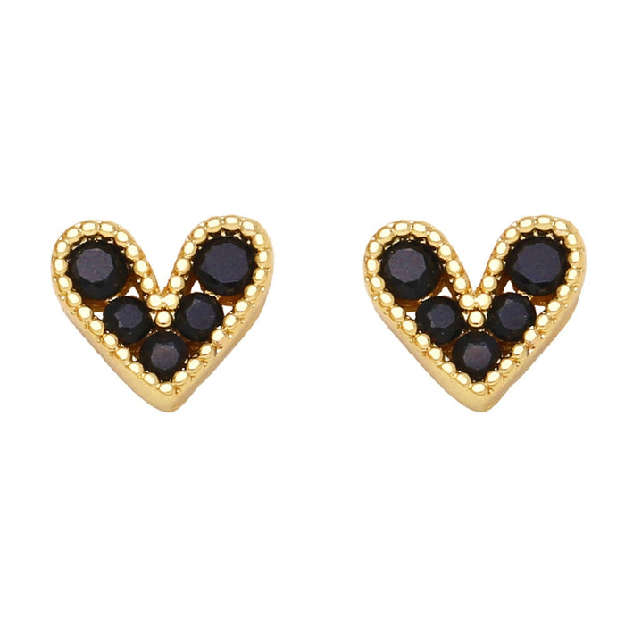 Wholesale Red Zircon Small Love Stud Earrings JDC-ES-AS100 Earrings 翱昇 Black Wholesale Jewelry JoyasDeChina Joyas De China