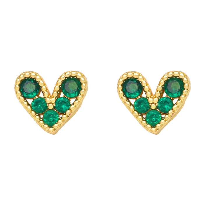 Wholesale Red Zircon Small Love Stud Earrings JDC-ES-AS100 Earrings 翱昇 Green Wholesale Jewelry JoyasDeChina Joyas De China