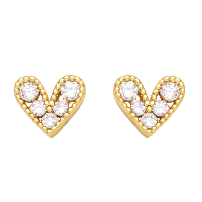 Wholesale Red Zircon Small Love Stud Earrings JDC-ES-AS100 Earrings 翱昇 White Wholesale Jewelry JoyasDeChina Joyas De China