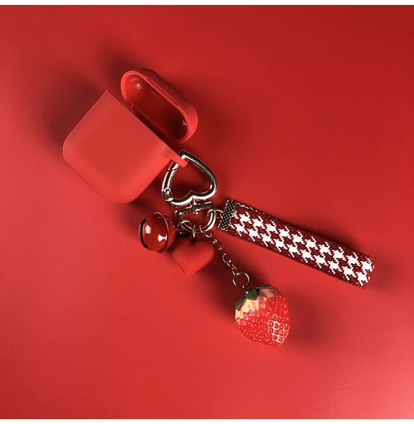 Wholesale Resin Red Strawberry Bell Keychain JDC-KC-Gongz026 Keychains 宫泽 Wholesale Jewelry JoyasDeChina Joyas De China