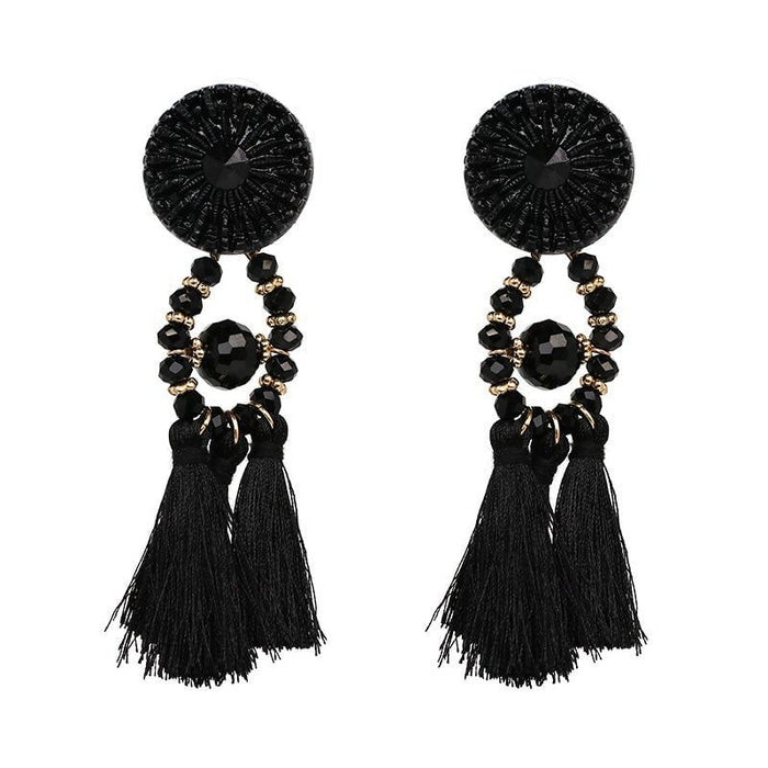 Wholesale resin tassel earrings JDC-ES-LIUM023 Earrings 榴芒 black Wholesale Jewelry JoyasDeChina Joyas De China