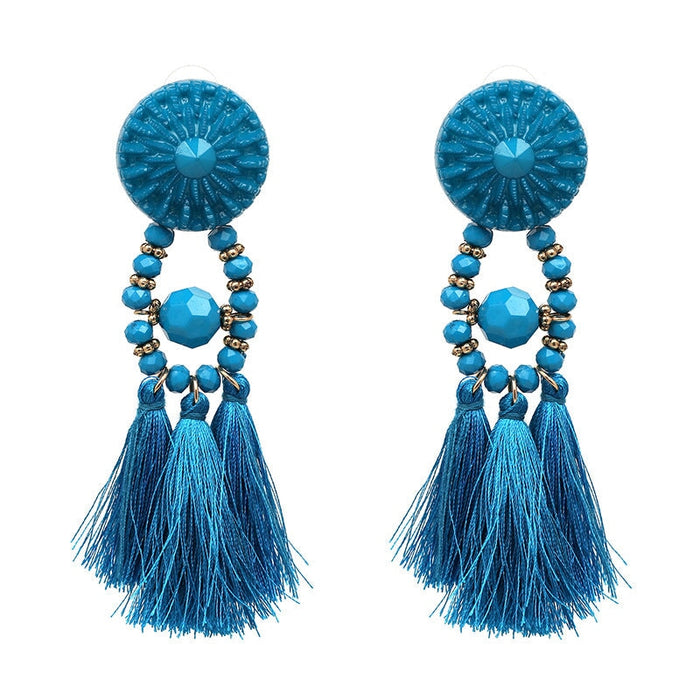 Wholesale resin tassel earrings JDC-ES-LIUM023 Earrings 榴芒 blue Wholesale Jewelry JoyasDeChina Joyas De China