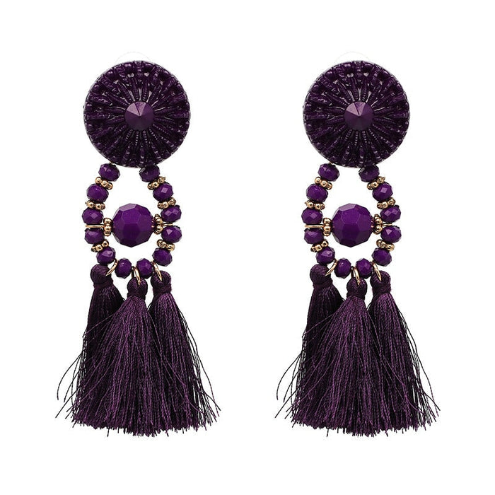 Wholesale resin tassel earrings JDC-ES-LIUM023 Earrings 榴芒 purple Wholesale Jewelry JoyasDeChina Joyas De China