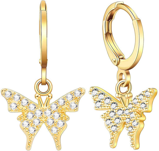 Wholesale Rhinestone Butterfly Metal Insect Earrings JDC-ES-Huix002 Earrings 卉馨 Wholesale Jewelry JoyasDeChina Joyas De China