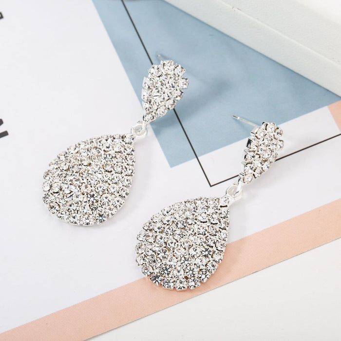 Wholesale rhinestone claw chain water drop stud earrings JDC-ES-ZHONGW028 Earrings 众薇 Silver Wholesale Jewelry JoyasDeChina Joyas De China