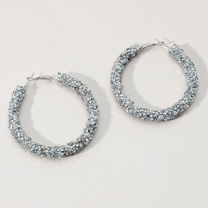 Wholesale Rhinestone Hoop Alloy Earrings JDC-ES-Duoh008 Earrings 朵涵 white Wholesale Jewelry JoyasDeChina Joyas De China