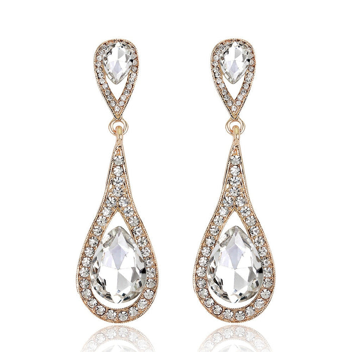 Wholesale rhinestone long alloy earrings JDC-ES-GSDB016 Earrings 丹比华比 Wholesale Jewelry JoyasDeChina Joyas De China