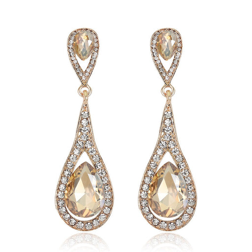 Wholesale rhinestone long alloy earrings JDC-ES-GSDB016 Earrings 丹比华比 Wholesale Jewelry JoyasDeChina Joyas De China