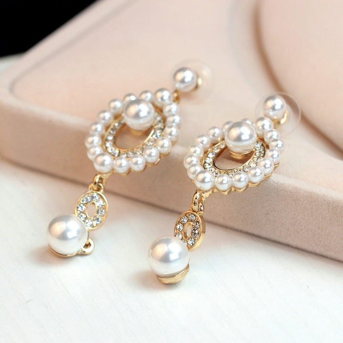 Wholesale rhinestone pearl alloy earrings JDC-ES-GSDB017 Earrings 丹比华比 Wholesale Jewelry JoyasDeChina Joyas De China