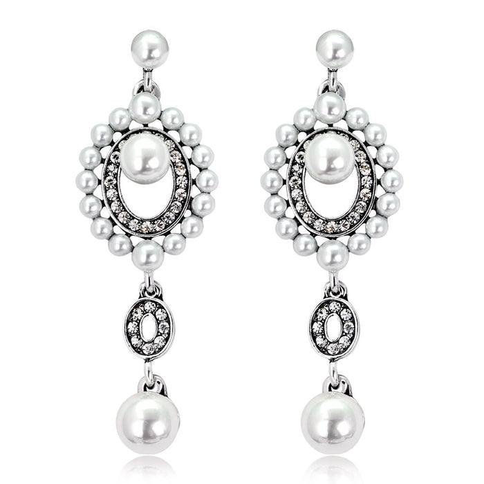 Wholesale rhinestone pearl alloy earrings JDC-ES-GSDB017 Earrings 丹比华比 Silver Wholesale Jewelry JoyasDeChina Joyas De China