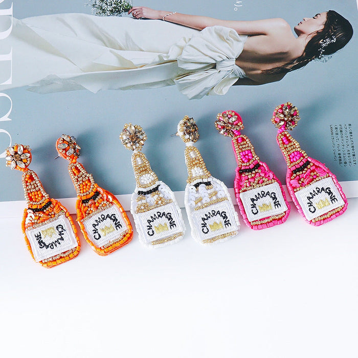 Wholesale Rice Beads Wine Bottle Shape Earrings JDC-ES-LIUM002 Earrings 榴芒 Wholesale Jewelry JoyasDeChina Joyas De China