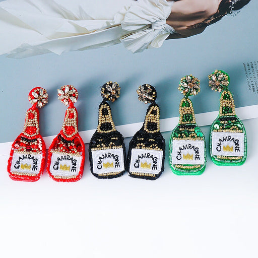 Wholesale Rice Beads Wine Bottle Shape Earrings JDC-ES-LIUM002 Earrings 榴芒 Wholesale Jewelry JoyasDeChina Joyas De China