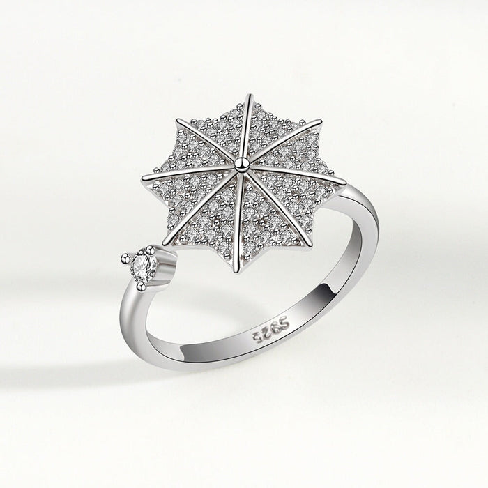 Wholesale Rotary Electroplated Copper Snowflake Ring JDC-RS-YZM086 Rings 伊之美 Wholesale Jewelry JoyasDeChina Joyas De China