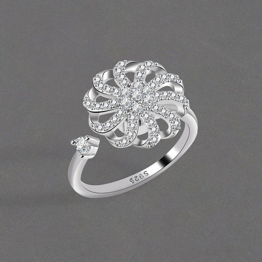 Wholesale Rotating Clover Zircon Electroplated Copper Ring JDC-RS-YZM091 Rings 伊之美 Wholesale Jewelry JoyasDeChina Joyas De China
