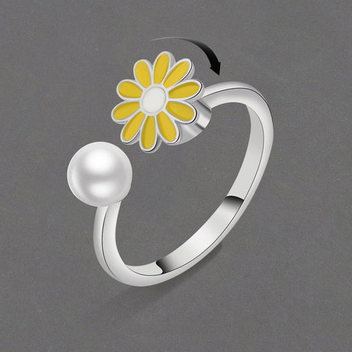 Wholesale Rotating Daisy Flowers Electroplated Copper Ring JDC-RS-YZM082 Rings 伊之美 Wholesale Jewelry JoyasDeChina Joyas De China