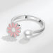 Wholesale Rotating Daisy Flowers Electroplated Copper Ring JDC-RS-YZM082 Rings 伊之美 pink adjustable Wholesale Jewelry JoyasDeChina Joyas De China