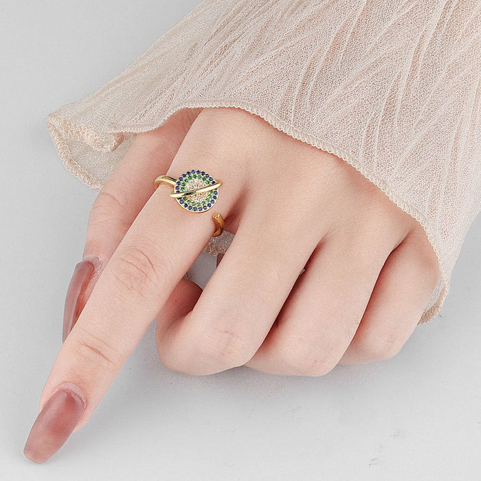 Wholesale Rotating Fancy Colored Rhinestone Electroplated Copper Ring JDC-RS-YZM083 Rings 伊之美 Wholesale Jewelry JoyasDeChina Joyas De China
