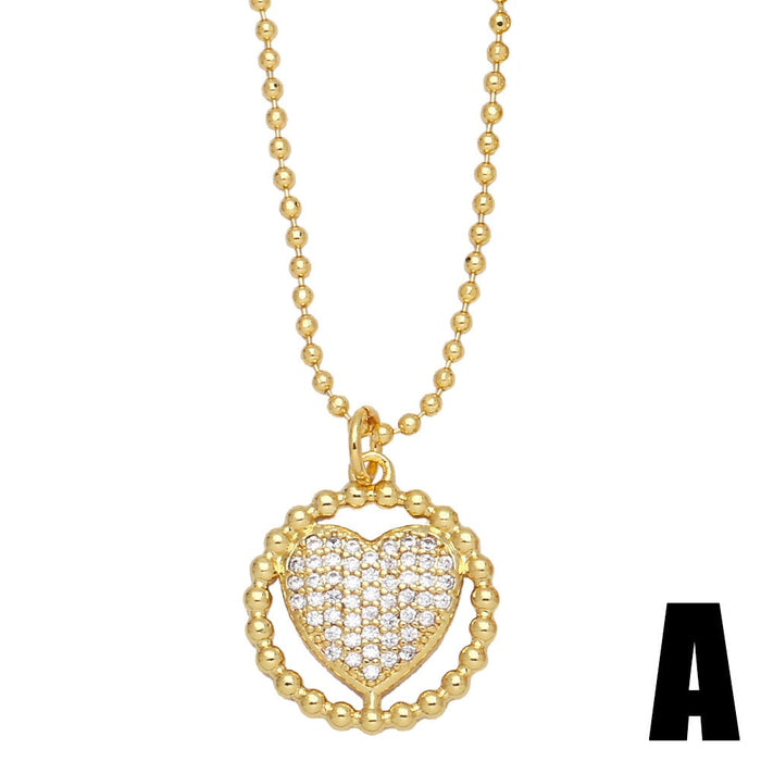 Wholesale Round Eye Heart Shaped Zircon Copper Plated 18k Gold Necklace JDC-NE-AS425 Necklaces 翱昇 A Wholesale Jewelry JoyasDeChina Joyas De China