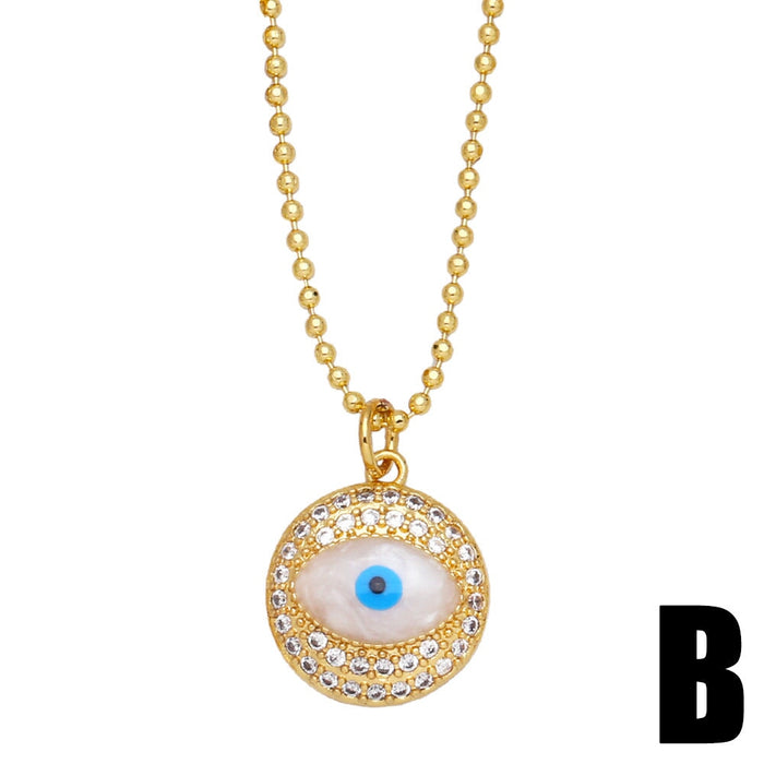 Wholesale Round Eye Heart Shaped Zircon Copper Plated 18k Gold Necklace JDC-NE-AS425 Necklaces 翱昇 B Wholesale Jewelry JoyasDeChina Joyas De China