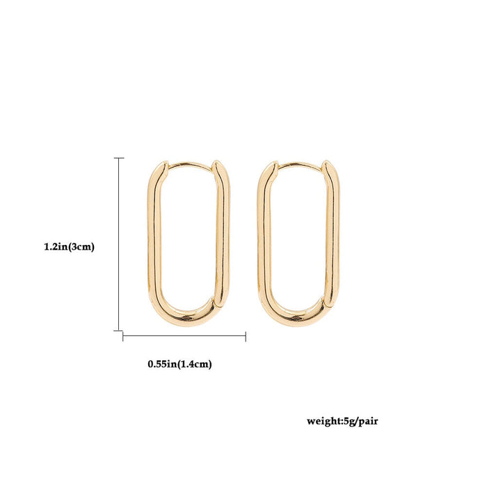 Wholesale Round Metal Gold Earrings JDC-ES-Ruol004 Earrings 若龙 21402 ellipse a1-1-5-3 Wholesale Jewelry JoyasDeChina Joyas De China