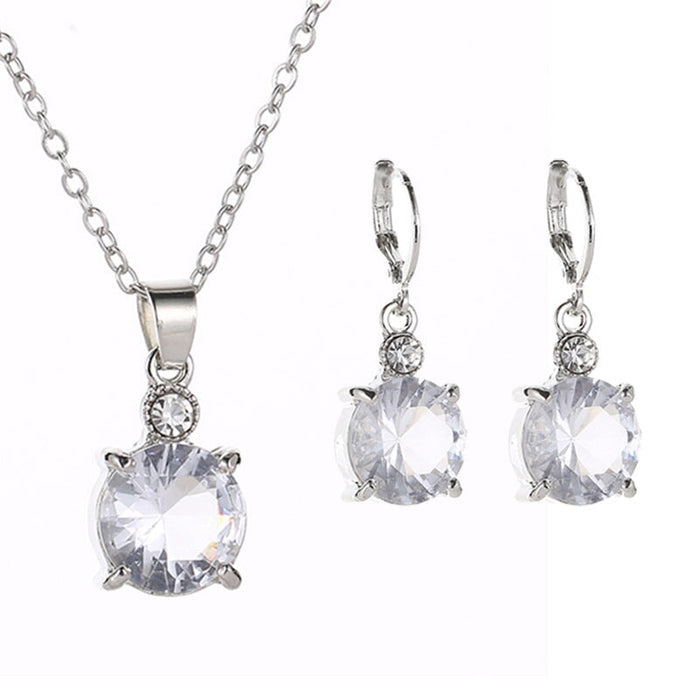 Wholesale Round Zircon Alloy Earrings Crystal Necklace Set JDC-ST-D003 Suit 晴雯 01 10760 Wholesale Jewelry JoyasDeChina Joyas De China