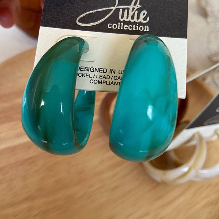 Wholesale S925 Silver Needle Acrylic C Shape Resin Earrings JDC-ES-ZhanY020 Earrings 展言 blue Wholesale Jewelry JoyasDeChina Joyas De China
