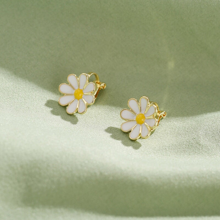 Wholesale S925 Silver Needle Flower Daisy Alloy Earrings JDC-ES-ZhanY022 Earrings 展言 Wholesale Jewelry JoyasDeChina Joyas De China