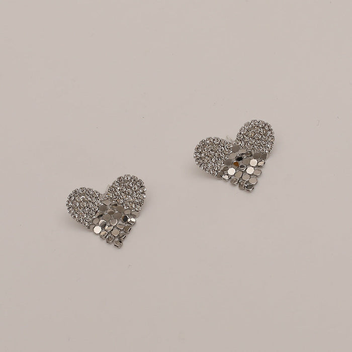 Wholesale S925 Silver Needle Metal Heart Rhinestone 18k Gold Earrings JDC-ES-Fangong002 Earrings 巩凡 white K / Wholesale Jewelry JoyasDeChina Joyas De China
