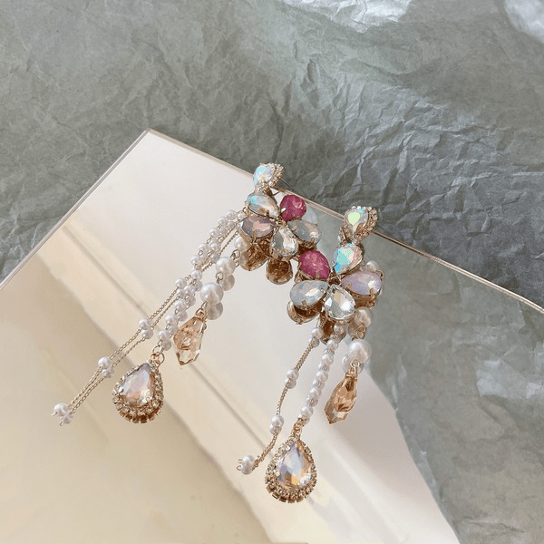 Wholesale S925 Silver Needle Pearl Set Rhinestone Water Drop Flower Earrings JDC-ES-jw013 Earrings 佳伟 Wholesale Jewelry JoyasDeChina Joyas De China