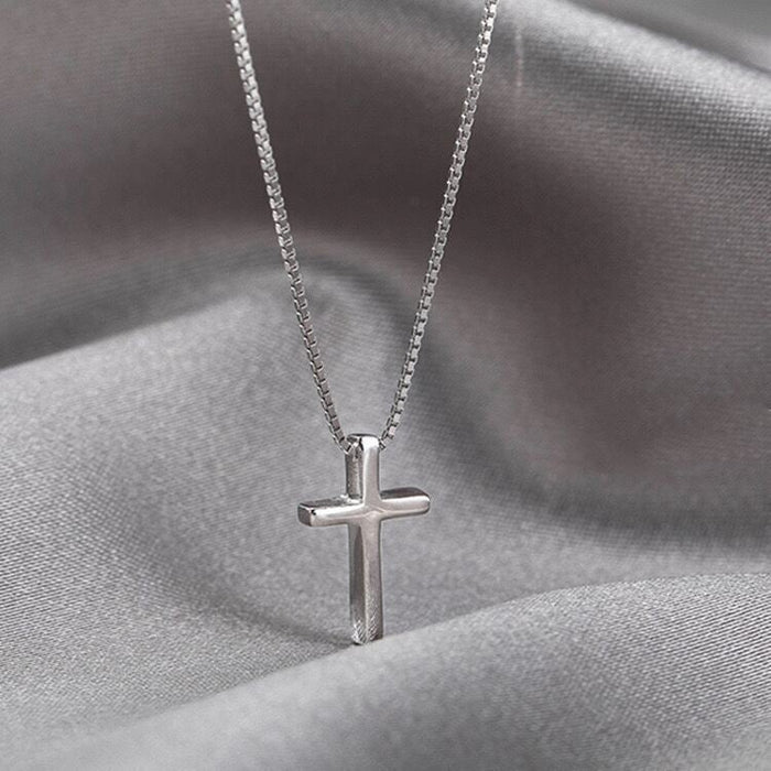 Wholesale S925 sterling silver simple cross necklace women's clavicle chain all-match pendant necklace Necklaces JoyasDeChina [White Gold]] 925 silver Wholesale Jewelry JoyasDeChina Joyas De China