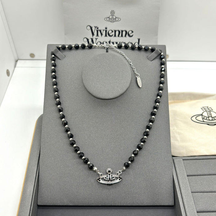 Wholesale Saturn Pearl Necklace Women's Style Pin Stereo Planet Neck Chain Wool Chain Clavicle Chain Necklaces JoyasDeChina Black classic glass necklace Wholesale Jewelry JoyasDeChina Joyas De China