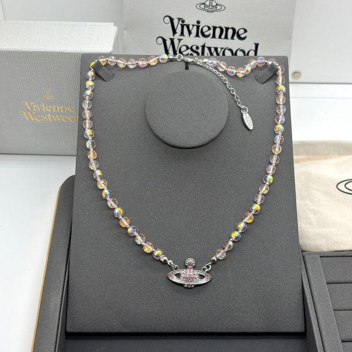 Wholesale Saturn Pearl Necklace Women's Style Pin Stereo Planet Neck Chain Wool Chain Clavicle Chain Necklaces JoyasDeChina Pink classic crystal necklace Wholesale Jewelry JoyasDeChina Joyas De China