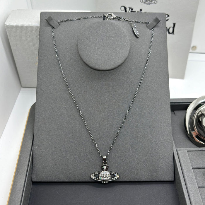Wholesale Saturn Pearl Necklace Women's Style Pin Stereo Planet Neck Chain Wool Chain Clavicle Chain Necklaces JoyasDeChina Titanium black classic chain terms Wholesale Jewelry JoyasDeChina Joyas De China