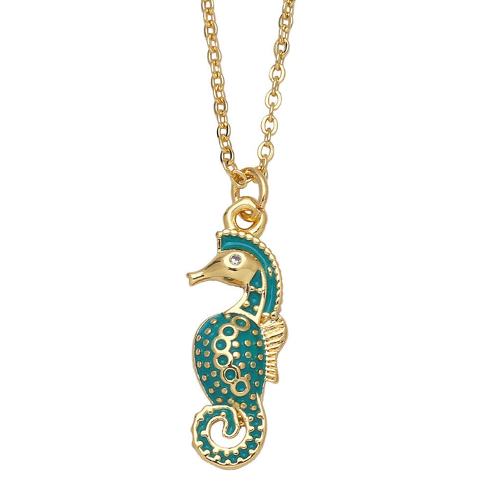 Wholesale seahorse oil gold plated necklace JDC-NE-AS562 Necklaces 翱昇 Green Wholesale Jewelry JoyasDeChina Joyas De China