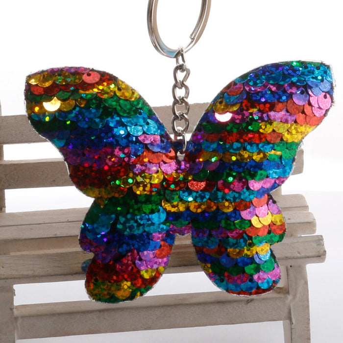 Wholesale Sequin PET Metal Butterfly Keychain JDC-KC-DY012 Keychains 帝雁 Wholesale Jewelry JoyasDeChina Joyas De China